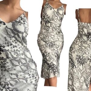 Express Snake Print Midi Slip Dress Lined Size Large